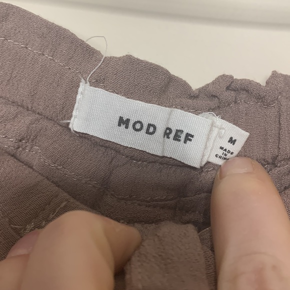 MOD REF | Light Brown Drawstring Waist Button Front Cotton Linen Wide Leg Pants - Picture 6 of 13